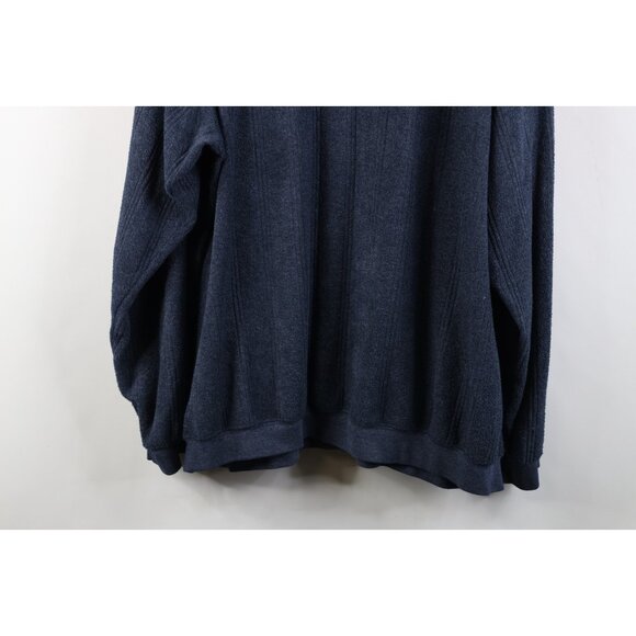 Vtg 90s Streetwear Mens 3XL Distressed Thin Terry Cloth Fleece Collared Sweater - Picture 14 of 14